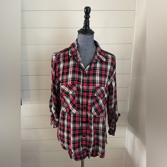 Sanctuary Red Plaid Button-down - Picture 4 of 8